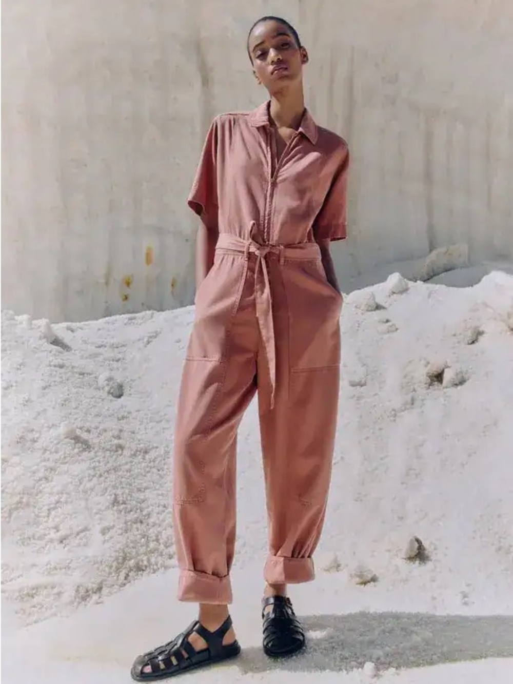 ME+EM Washed Fluid Jumpsuit - Dusted Blush